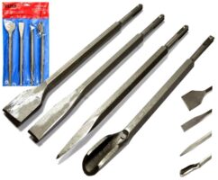 Cinceles para hormigón SDS PLUS, juego de 4 piezas. 250mm PLATA