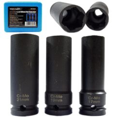 Llaves de vaso para tornillos de rueda mecanizados 17,19,21mm Juego de vasos 1/2'