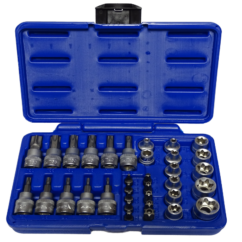Llaves de vaso TORX T10-T60 y llaves planas E4-E20, juego de 34 piezas. ASTA