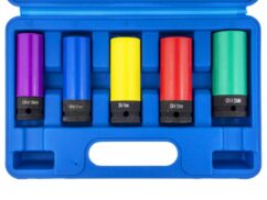 Vasos de impacto para llantas de aluminio de 15, 17, 19, 21, 22 mm, juego de 5 piezas.