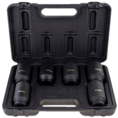 Juego de 6 vasos de impacto largos de 12 puntas de 30-36 mm y 1/2'.