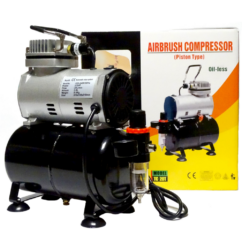Compresor con cilindro de 3L para aerógrafo, reductor, manómetro, 230V 23L/min