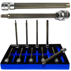 TORX T10-T55 Llaves Torx largas de 140 mm en un inserto de 10 piezas. 3/8' SATRA