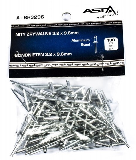 Remaches ciegos de aluminio 3,2 x 9,6 mm 100 piezas Asta - Imagen 7