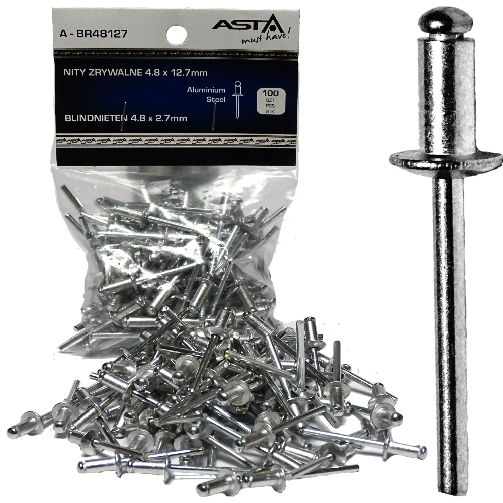 Remaches ciegos de aluminio 3,2 x 9,6 mm 100 piezas Asta - Imagen 5