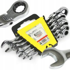 Llaves combinadas con trinquete 8-19 mm, rotas, 6 uds. Plata
