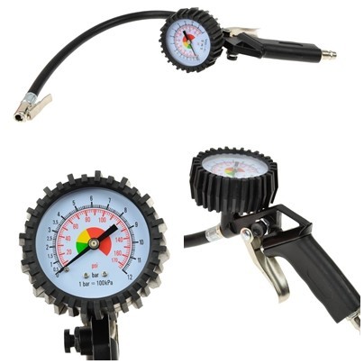 Pistola para inflar neumáticos con manómetro 12 BAR 1/4''