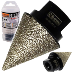 Fresa diamantada en seco para gres y baldosas cerámicas, 25 mm, cono