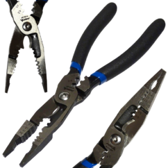 Alicates multifuncionales para engarzar y cortar cables, punteras largas, 220 mm, Asta
