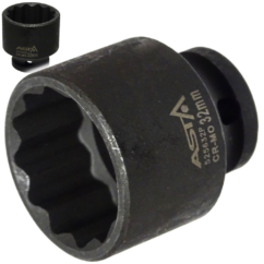Vaso de impacto 27mm Llave de vaso de 1/2' de 12 puntos CR-Mo, Asta