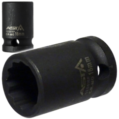 Vaso de impacto 16 mm Llave de vaso de 1/2' de 12 puntos CR-Mo, Asta