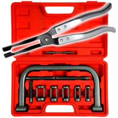 Extractor de válvulas de cabeza + alicates para juntas, juego de 11 piezas.