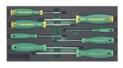 Destornilladores, destornilladores de bola y destornilladores Phillips PZ con inserto de EVA, juego de 16 piezas. Jonnesway
