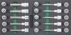 Puntas, vasos TORX y RIBE con vaso de 1/2" en inserto de EVA, juego de 25 piezas. Jonnesway