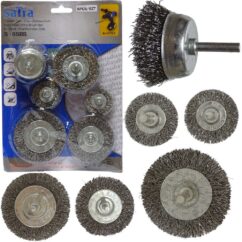 Cepillos de alambre para taladro, juego de 6, acero