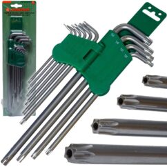 JUEGO DE 10 LLAVES TORX EXTRALARGAS CON AGUJERO, Jonnesway