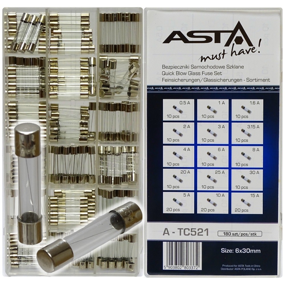 Fusibles de cristal para coche, juego de 180 unidades. 6x30mm