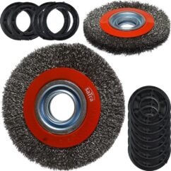 Cepillo de disco de acero de 150 mm con adaptadores de 20-12 mm