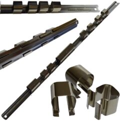 Riel de acero para vasos de 3/4'', 12 clips BGS-Technic-Alemania