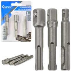 Juego de adaptadores SDS PLUS para tomas de 3 piezas.