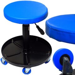 Taburete de taller con ruedas, azul ASTA
