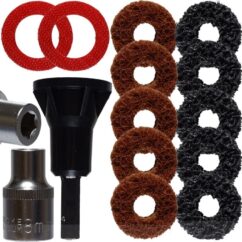 Muelas abrasivas, discos, juego para limpiar bujes de pasadores, para destornilladores, 40 mm, 14 uds.