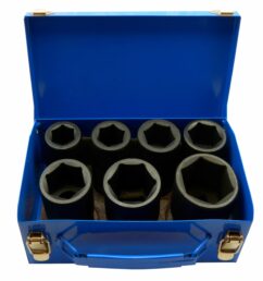 Juego de vasos de impacto largos de Cr-Mo 1' 7 uds. 6 esquinas