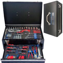 Caja de herramientas con equipamiento 133 piezas. Llaves Cr-V Puntas Zócalos