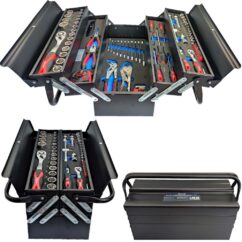 Caja de herramientas con equipamiento 88 piezas. Llaves Puntas Trinquetes Vasos