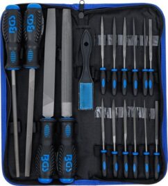 Limas de cerrajería con estuche, 17 uds. + Cepillo BGS-Technic
