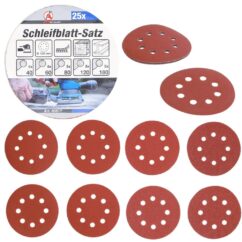 Almohadillas abrasivas 25 uds. redondo para metal y madera BGS-Technic