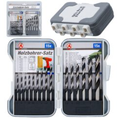 Brocas para madera maciza de 3-10 mm, 15 piezas en un casete BGS-Technic