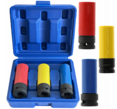 Vasos de impacto para llantas de aluminio, 3 uds. 17, 19, 21 milímetros