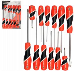 DESTORNILLADORES PLANOS Y CRUZADOS 12 PIEZAS YATO SET