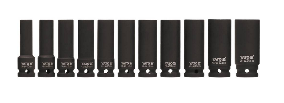 Vasos de impacto largos CR-MO 1/2″ juego de 11 elementos YATO