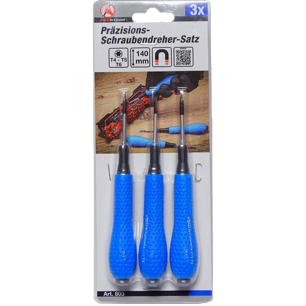 Destornilladores Torx de precisión T4 T5 T6 Destornilladores Torx de servicio magnético, juego de 3 piezas. - Imagen 5
