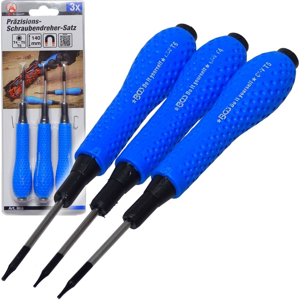 Destornilladores Torx de precisión T4 T5 T6 Destornilladores Torx de servicio magnético, juego de 3 piezas.