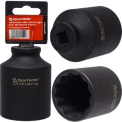 Llave de vaso CR-Mo de 1/2' de largo y 12 puntas de 46 mm de vaso de impacto