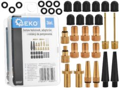 Puntas, adaptadores, reducciones para inflar ruedas y bolas. Conjunto de 36 piezas.