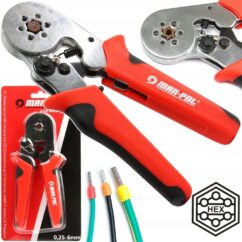 Engarzadora manual para conectores HEX, alambres, cables, casquillos 0,25-6 mm2
