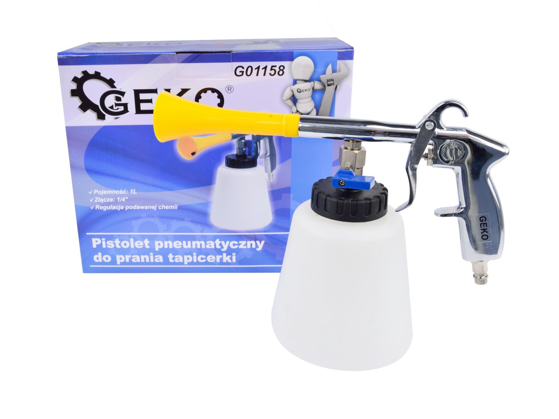 Pistola neumática para lavado y limpieza de tapizados de coche, 1L