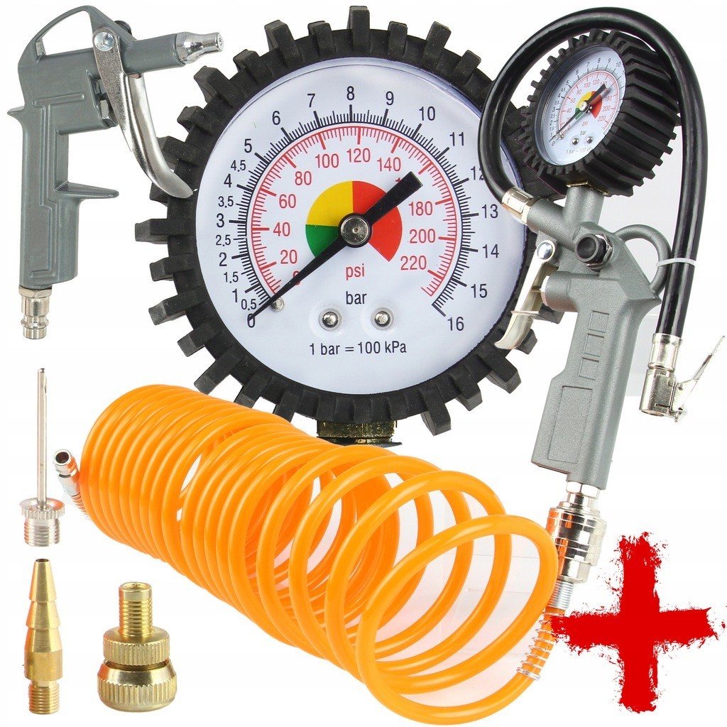 KIT DE INFLADO Y SOPLO 6 ELEMENTOS. PISTOLAS, MANGUERA, ACCESORIOS