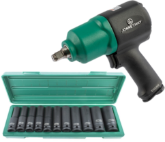 Llave de impacto neumática 1/2" 1080Nm con un juego de vasos de impacto largos 1/2"