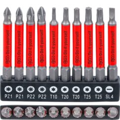 Puntas cruzadas planas magnéticas Torx 70mm 10uds. 1/4' PZ, TX, SL BGS-Alemania