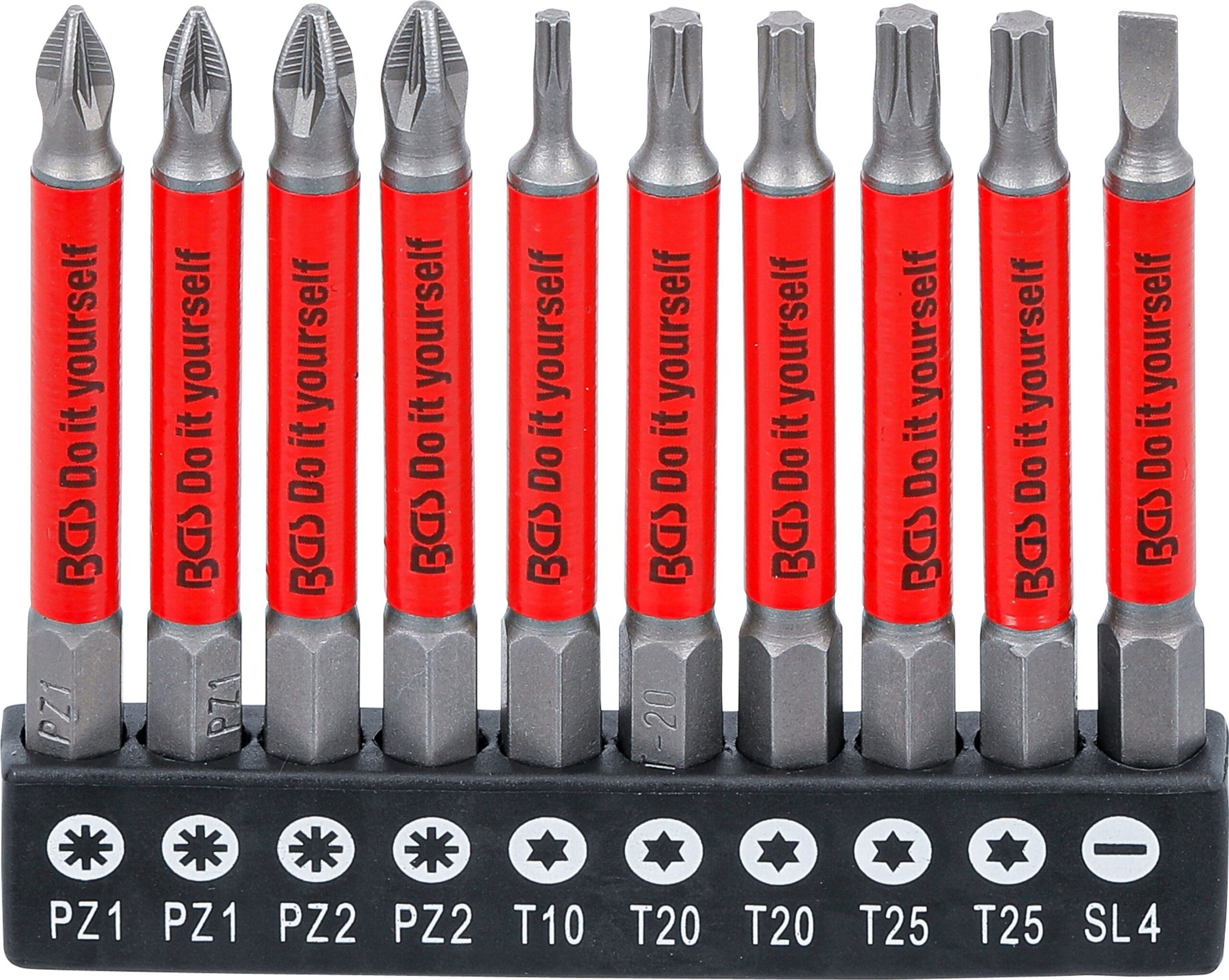 Puntas cruzadas planas magnéticas Torx 70mm 10uds. 1/4' PZ, TX, SL BGS-Alemania - Imagen 5