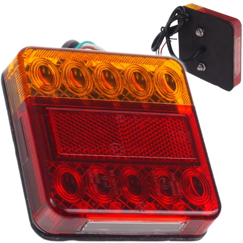 Piloto trasero LED plano L/R cuadrado LED remolque sin cable 12/24V