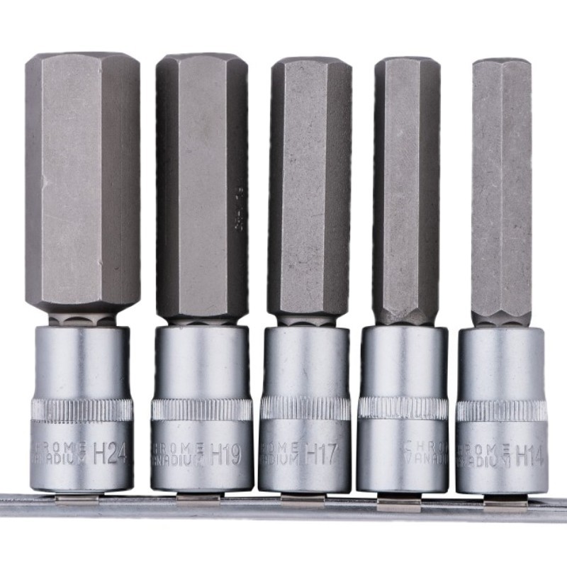 Juego de llaves Allen HEX en tira de 14-24 mm, 5 uds. Vasos hexagonales CR-V de 1/2'