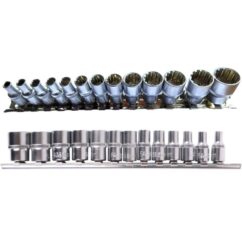 Juego de vasos HEX TORX SPLINE de 1/4", 13 piezas.
