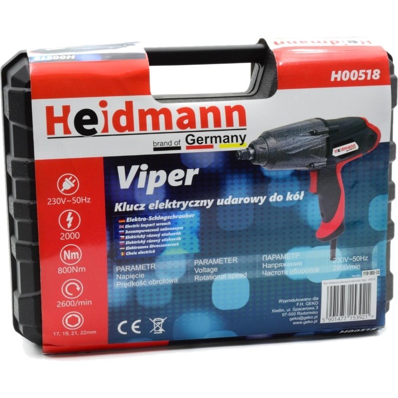 Llave de impacto eléctrica Viper 800Nm 1/2' + vasos 17,19,21,22mm - Imagen 4