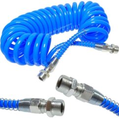 Cable neumático espiral 8x12mm 5m M22 Poliuretano silicona azul